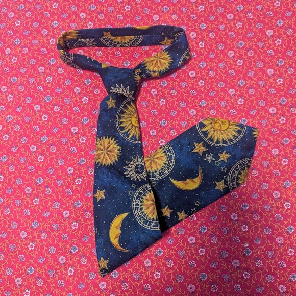 Vintage Celestial Sun Moon Stars Tie 90’s Unisex Boho Festival Astrology Cosmos - Picture 5 of 5